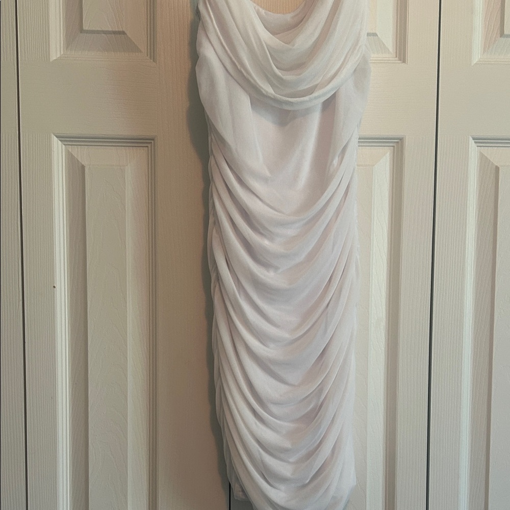 Chic White Draped Mini Dress